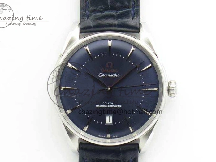 0228 Upgraded Seamaster Edizione Venezia SS Best Edition Blue Dial On Leather Strap A 8121